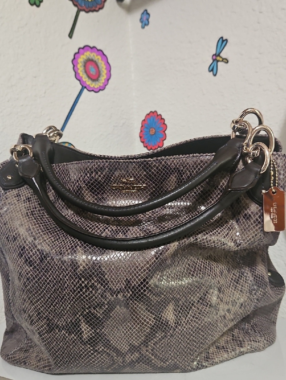 Coach Madison Phoebe Snakeskin Embossed Hobo bag